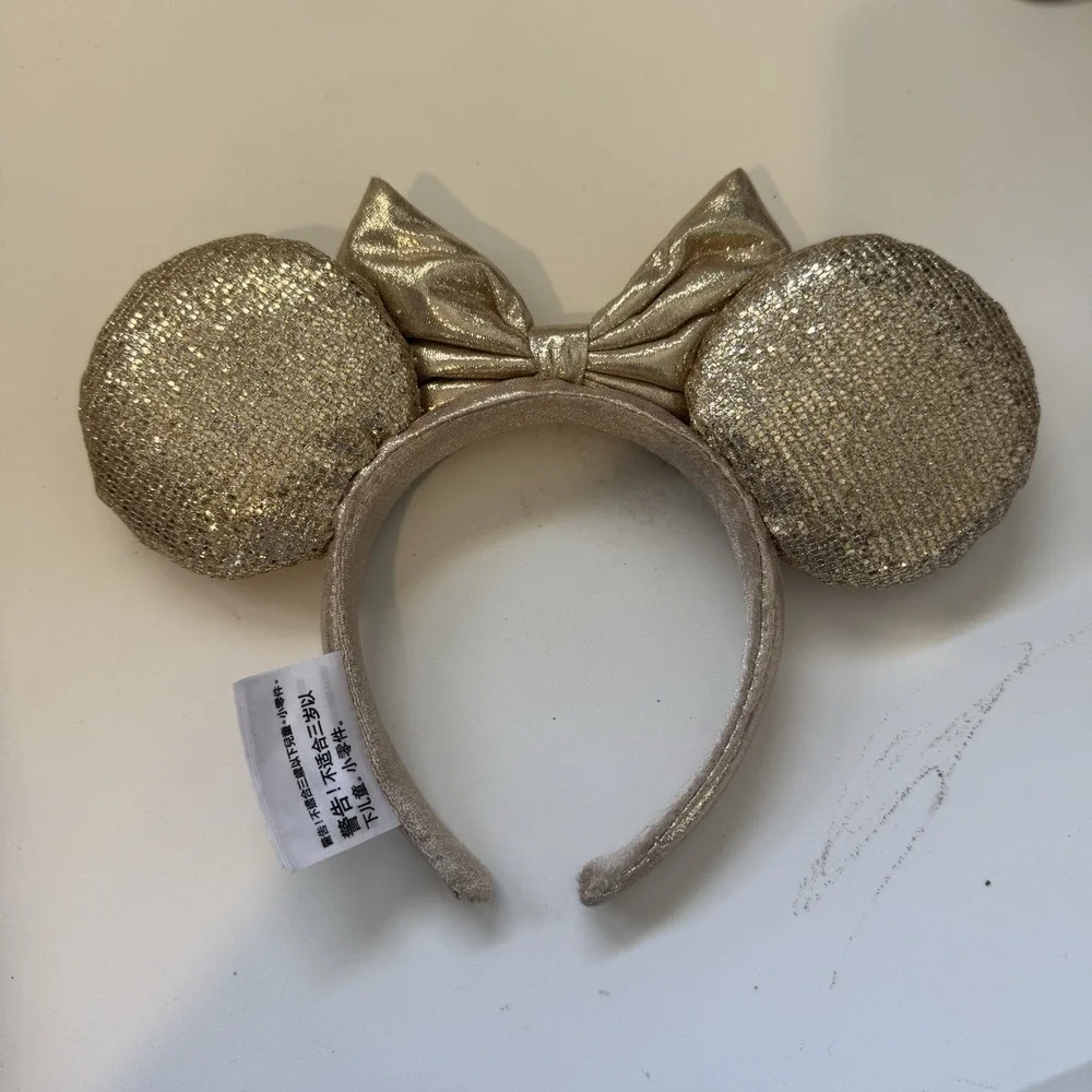 Disney Parks Gold Champagne Sparkle  Minnie Mouse Ears Headband